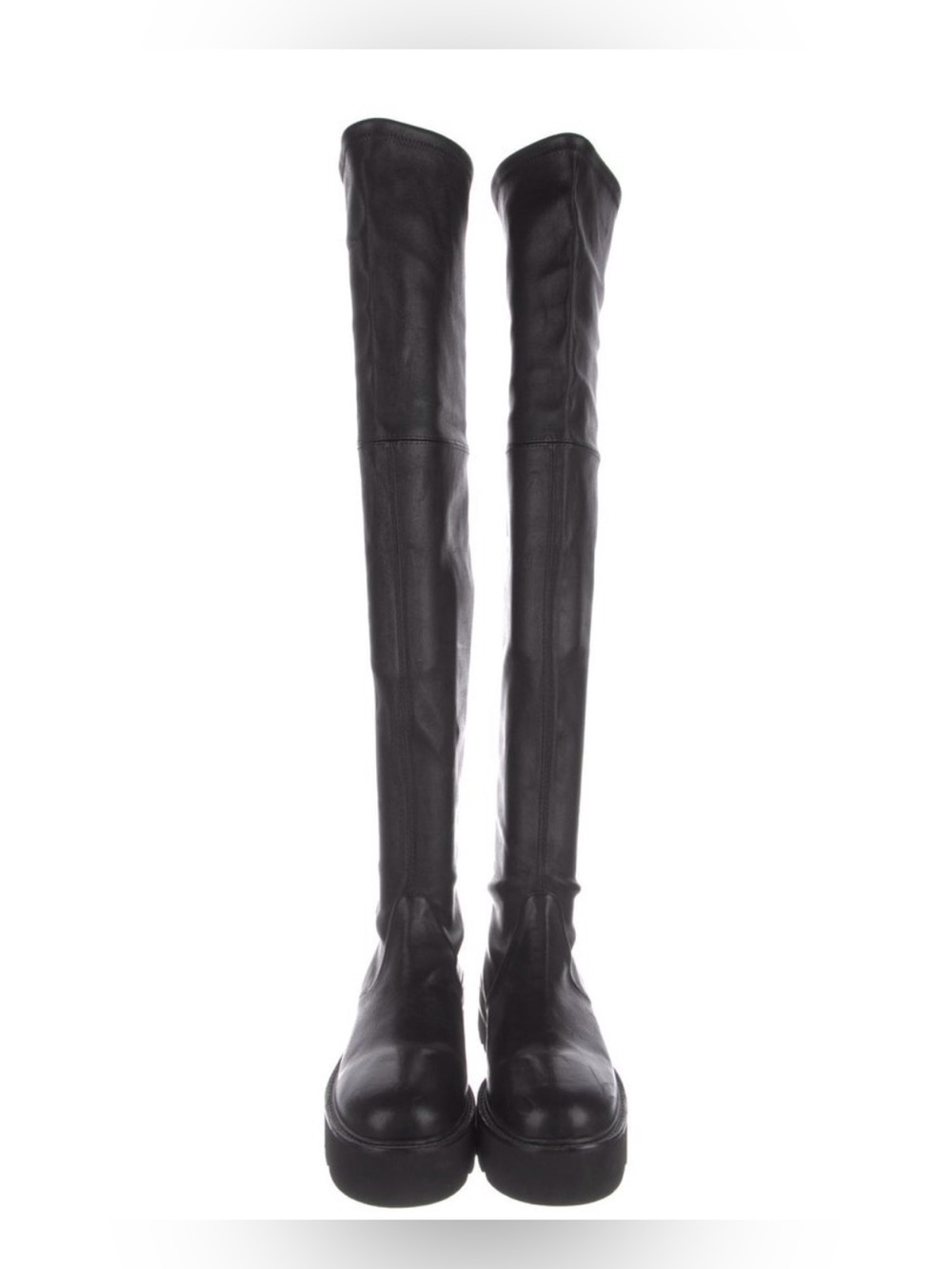 Stuart Weitzman Black Over-the-Knee Leather Boots - Picture 4 of 9